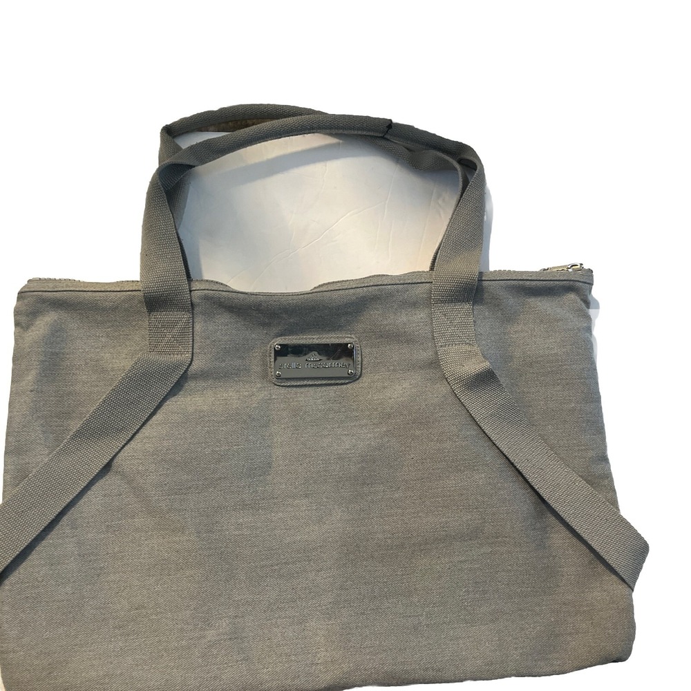 Adidas Stella McCartney Grey Canvas Tote Bag Large Zippered Top‎ Travel